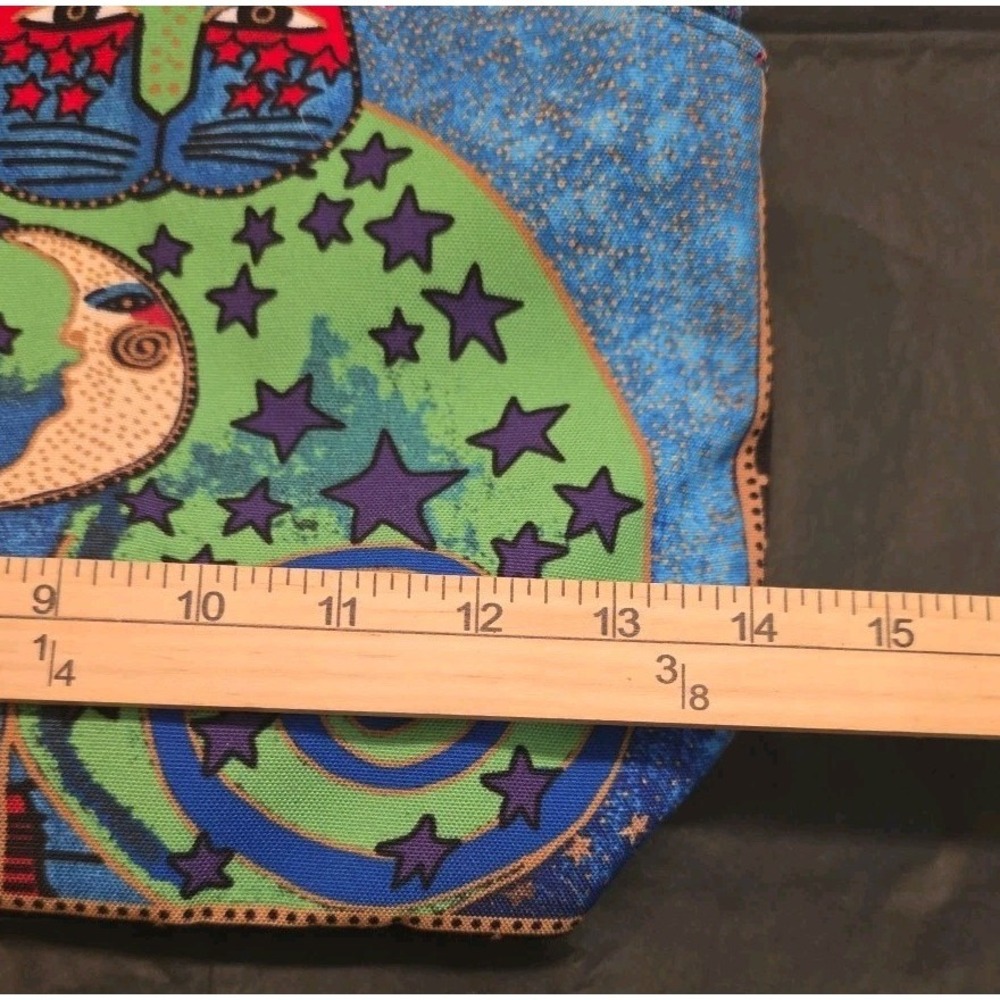 Laurel Burch Canvas Tote Bag Sun Moon Stars Celestial Cat Purse NWT Vintage - Picture 11 of 14
